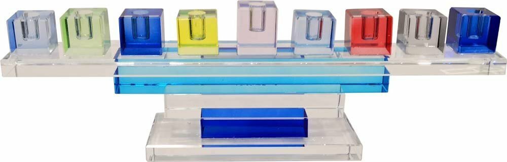 Crystal Cube Menorah—Multicolored