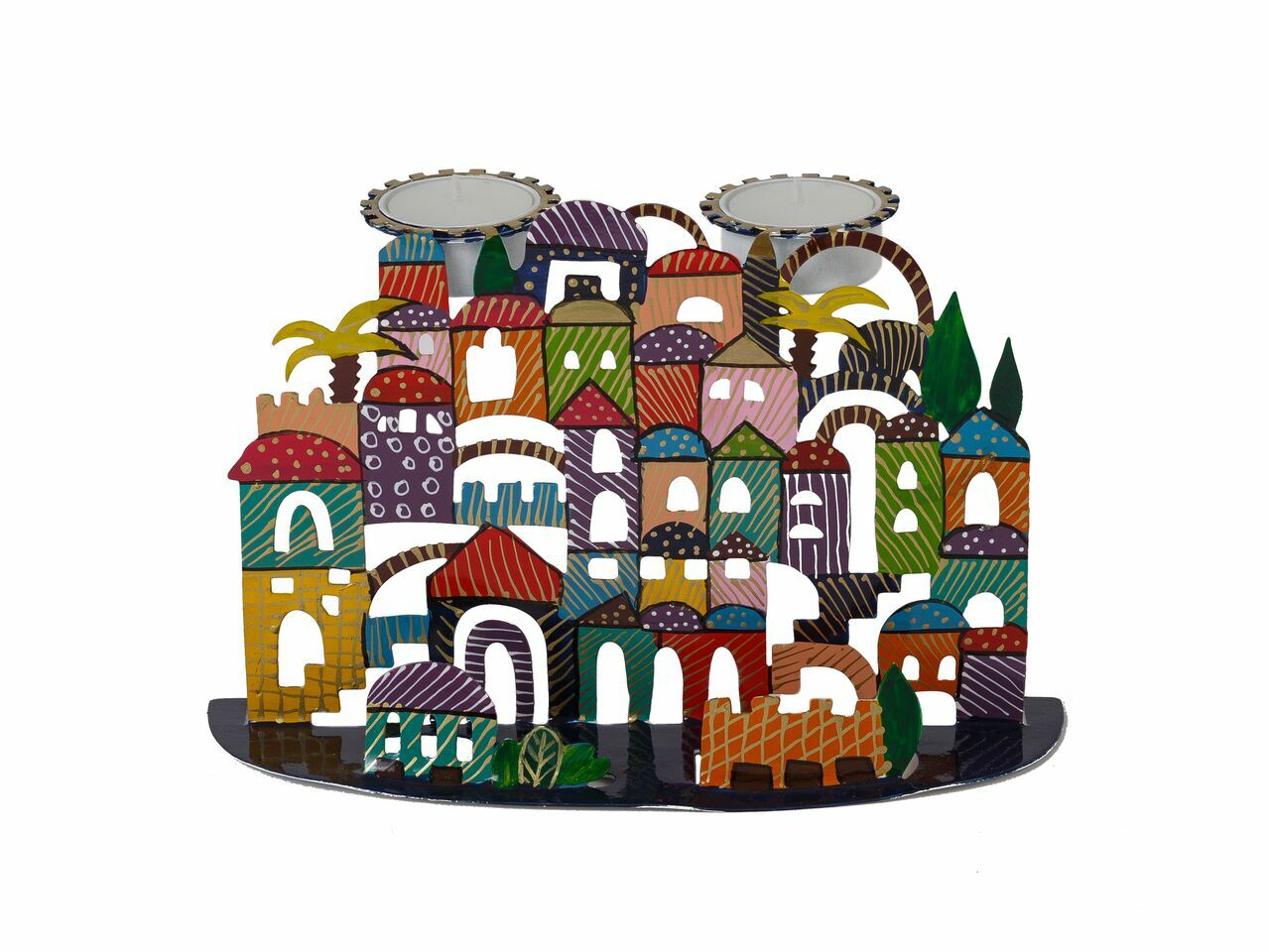 Emanuel Laser Cut Candlesticks—Jerusalem