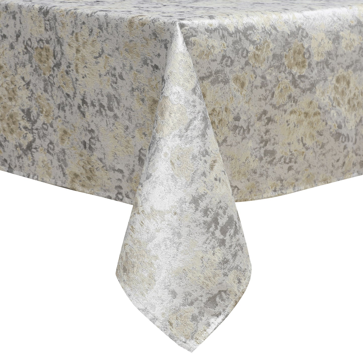 Silver/Beige Gold Blend Jacquard Tablecloth #1319