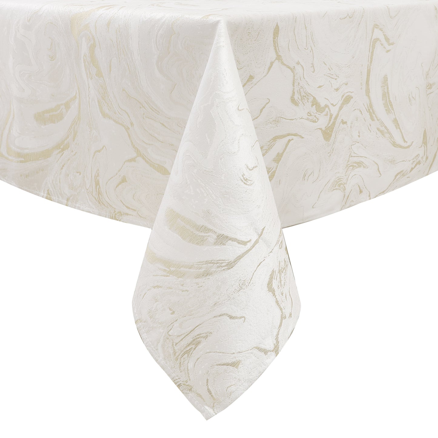 White and Gold Wave Jacquard Tablecloth #1327
