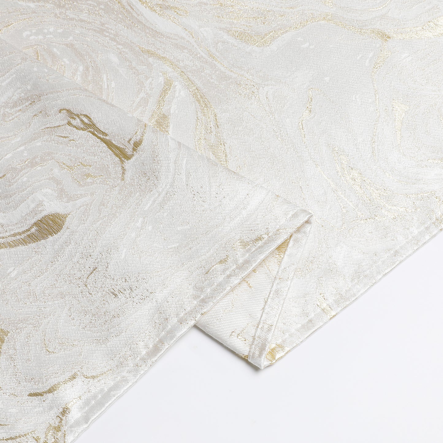 White and Gold Wave Jacquard Tablecloth #1327