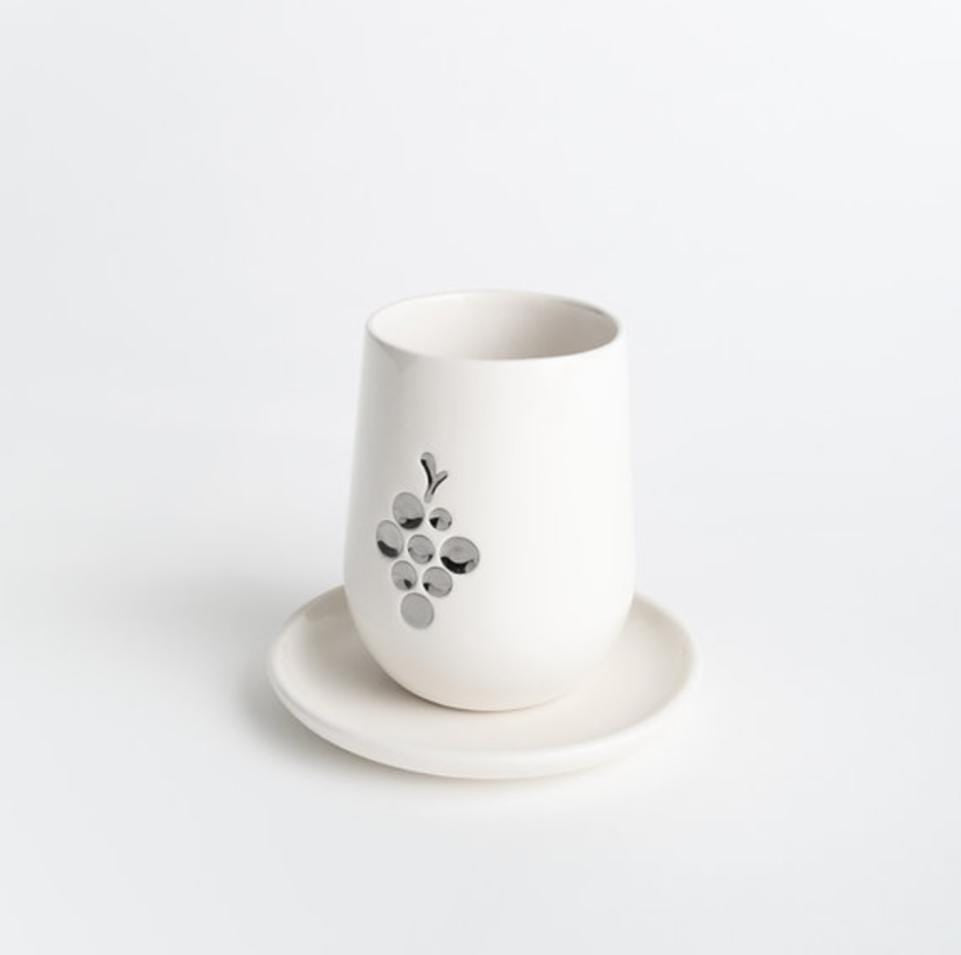 Ceramic Metallic Gefen Kiddush Cup
