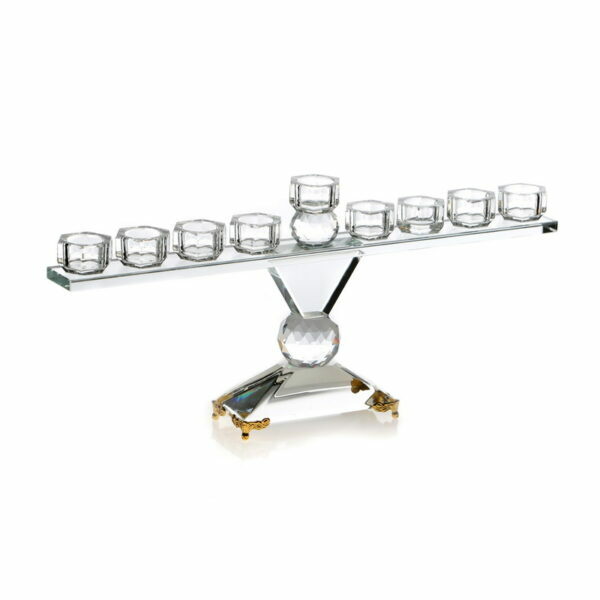 Crystal Menorah With Gold Feet