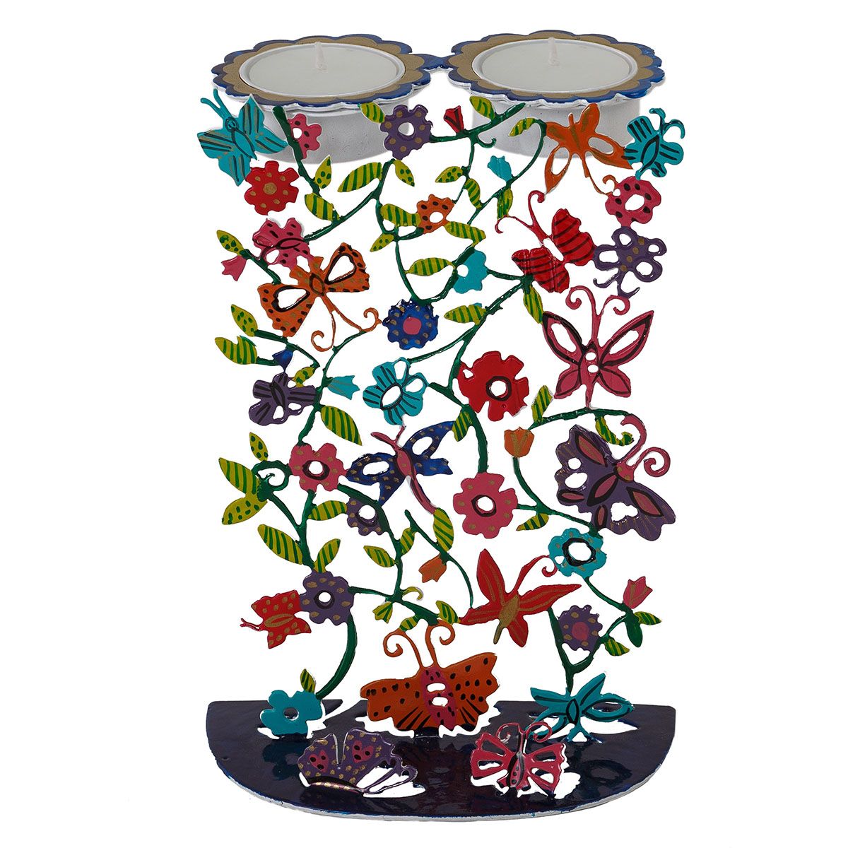 Emanuel Laser Cut Hand Painted Candlesticks—Butterflies
