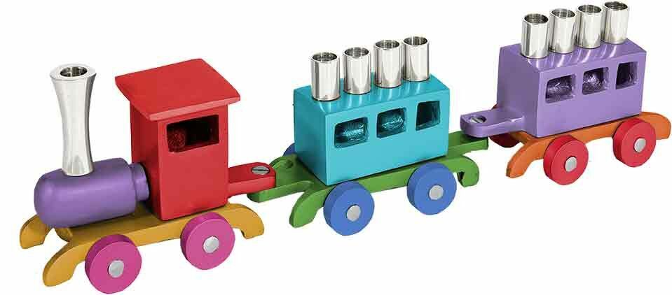 Emanuel Anodized Chanukah Menorah Train-Multicolor