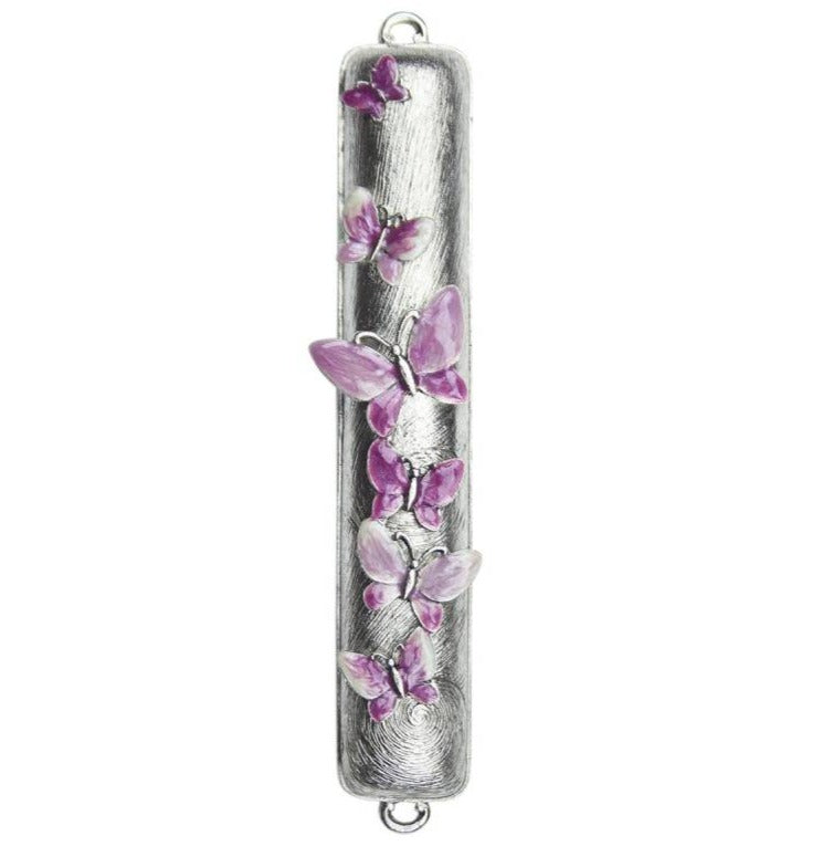 Lavender Butterfly Mezuzah Scroll