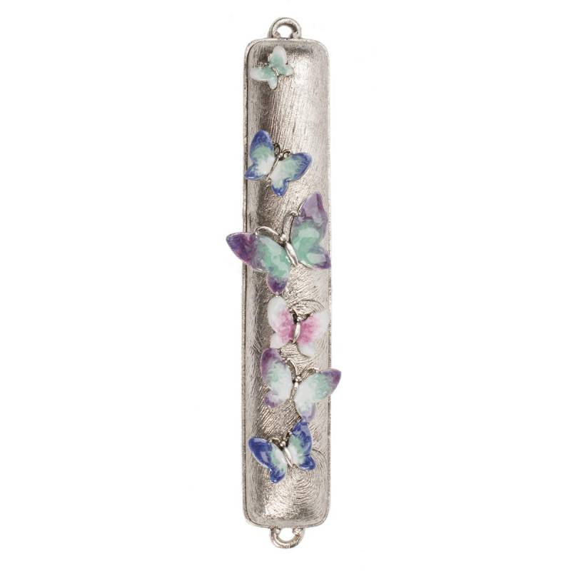 Multicolored Butterfly Mezuzah Case