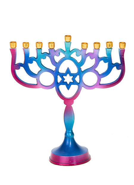 Purple and Blue Fade Star Menorah