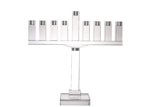 Square Crystal Menorah With Silver Detail