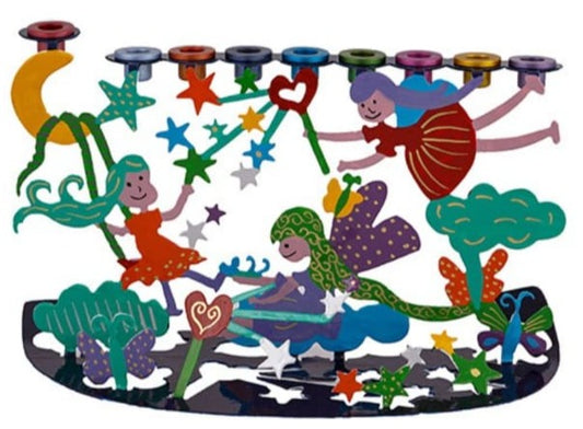 Emanuel Hand Painted Metal Fairies Menorah