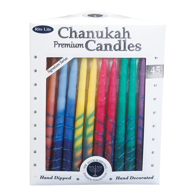 Rainbow Striped Hanukkah Candles