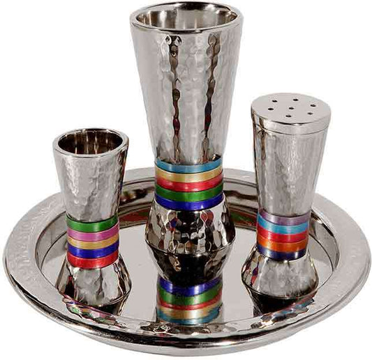 Emanuel Hammered Havdallah Set - Multicolor Rings