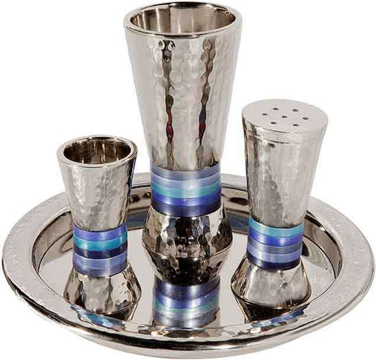 Emanuel Hammered Havdallah Set - Blue Rings