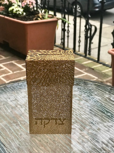 Metalace Organic Gold Lace Tzedaka Box