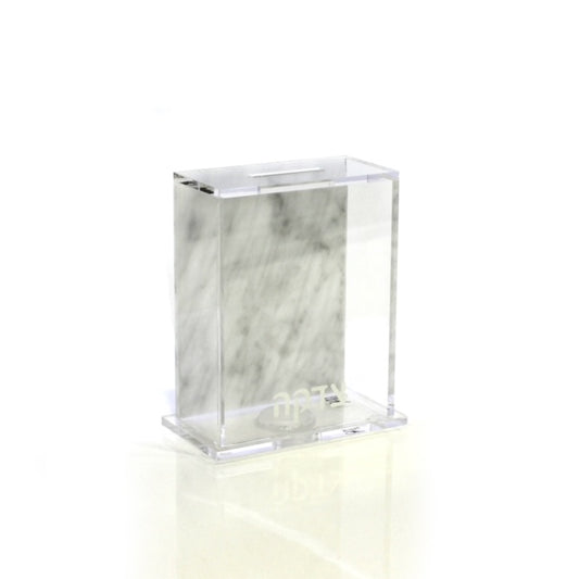 Marble Tzedakah Box-Clear