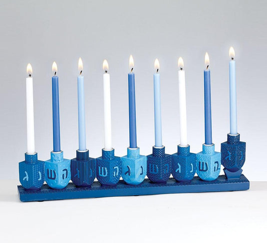 Blue Dreidels Menorah