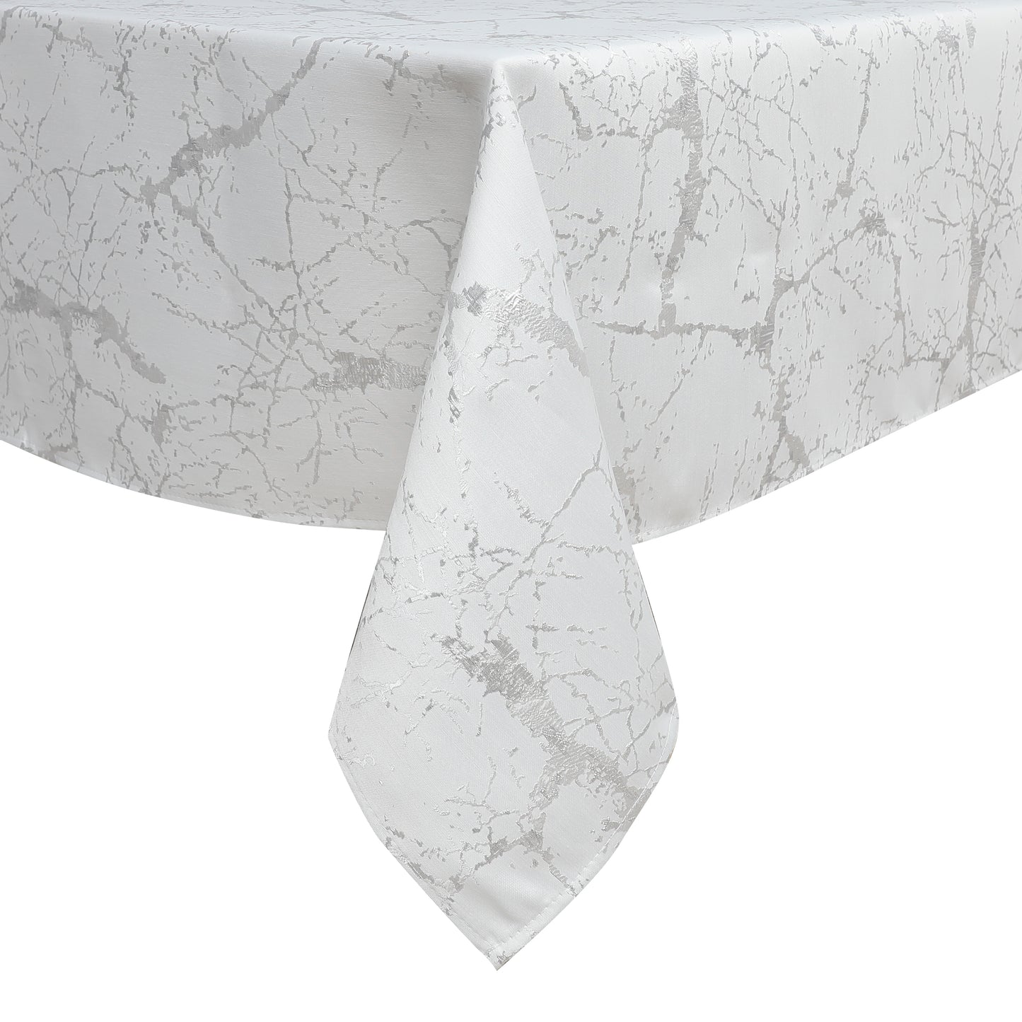 White/Silver Marble Jacquard Tablecloth #1306