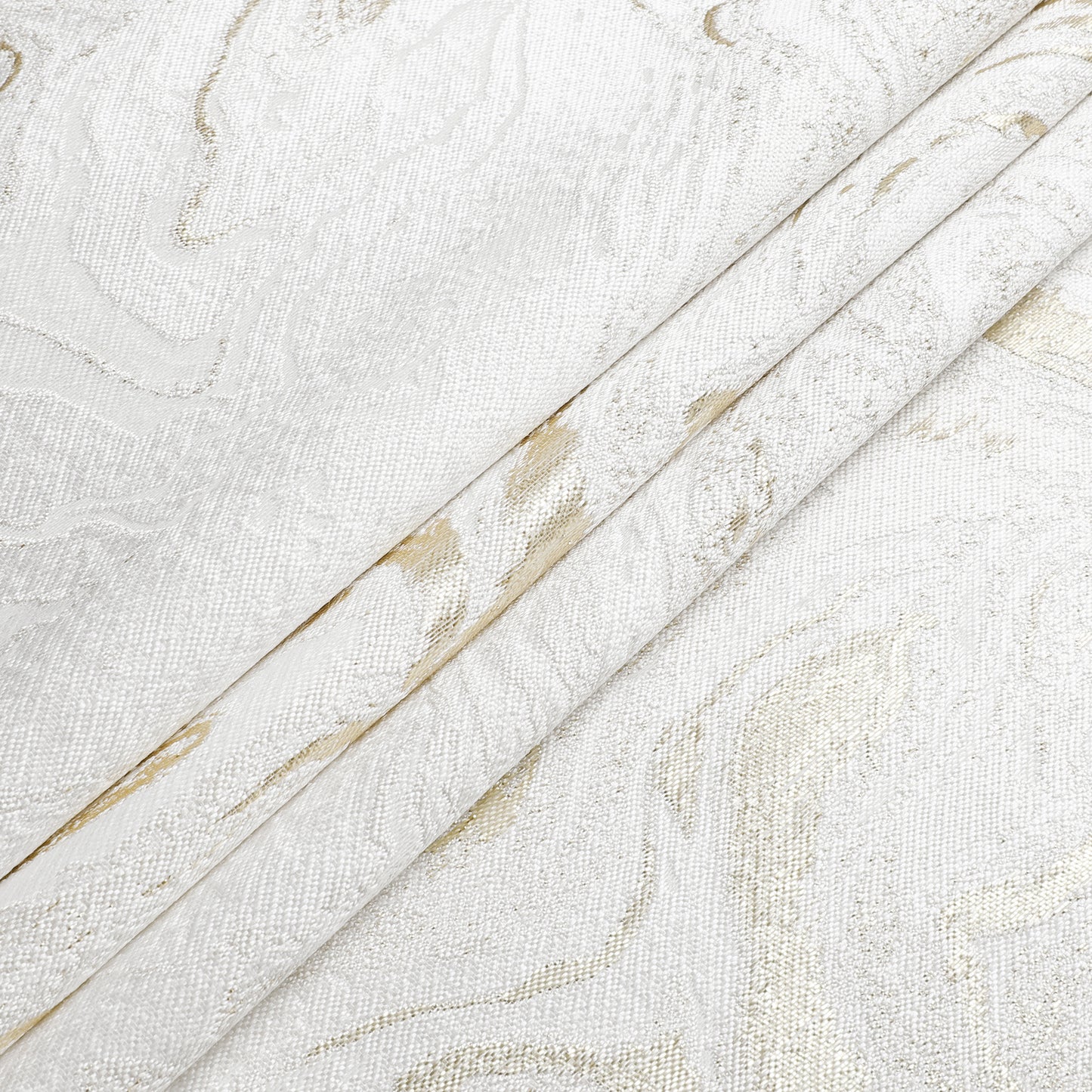 White and Gold Wave Jacquard Tablecloth #1327