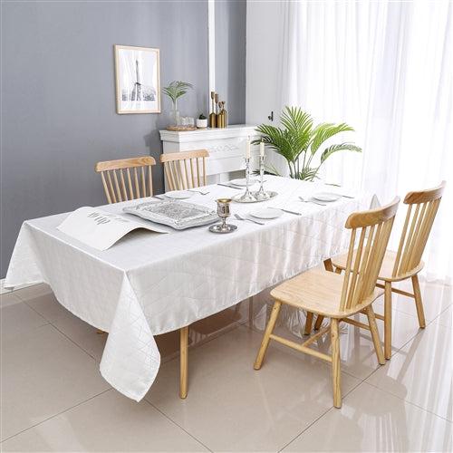White/Silver Rays Jacquard Tablecloth #1333