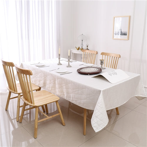 White/Gold Rays Jacquard Tablecloth #1334