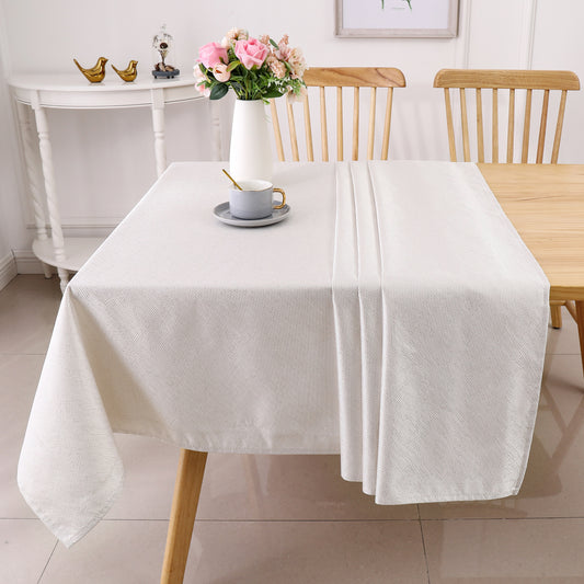 White/Gold Desert Jacquard Tablecloth #1336