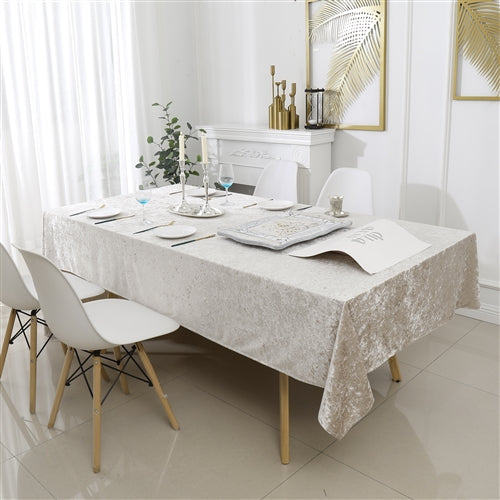 Cream Crushed Velvet Tablecloth #1404