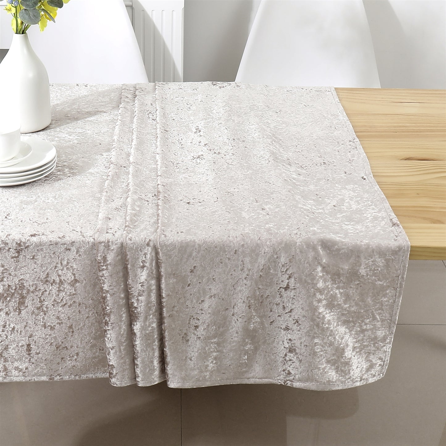 Cream Crushed Velvet Tablecloth #1404