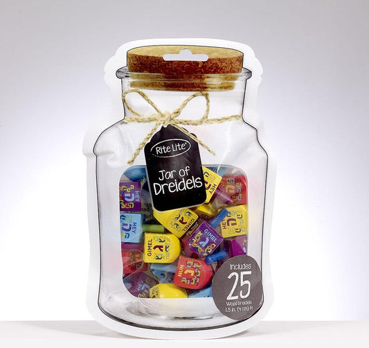 "Jar" of Decorated Wooden Dreidels