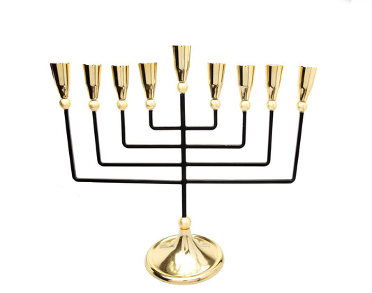 Black and Gold Pointed Menorah