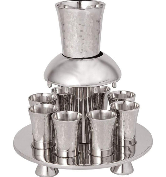 Hammered Metal Kiddush Fountain-Silver