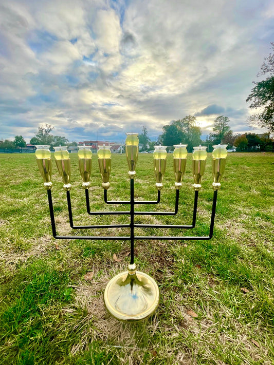 Black and Gold Pointed Menorah