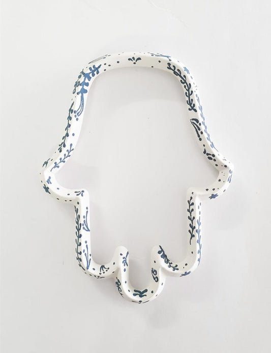 Illustrated Ceramic Hamsa Wall Hanging