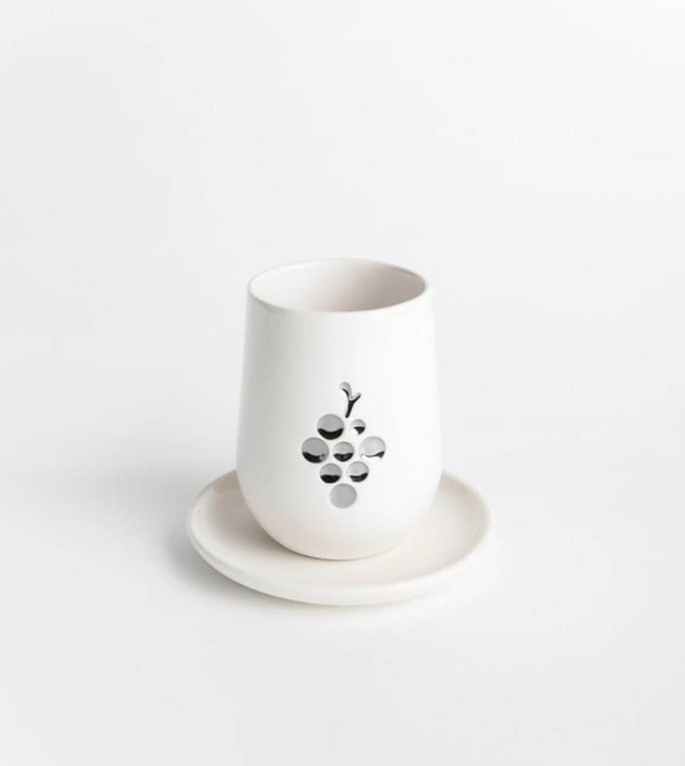 Ceramic Metallic Gefen Kiddush Cup
