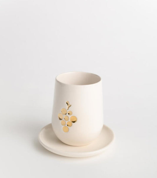 Ceramic Metallic Gefen Kiddush Cup