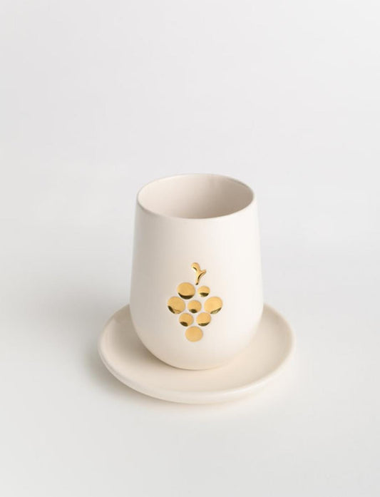 Ceramic Metallic Gefen Kiddush Cup