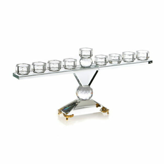 Crystal Menorah With Gold Feet