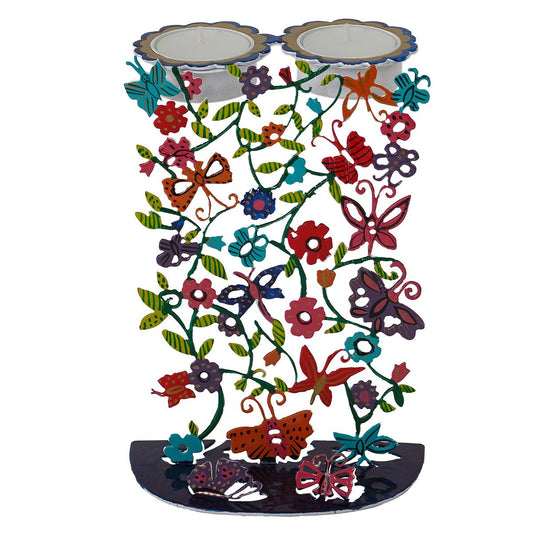 Emanuel Laser Cut Hand Painted Candlesticks—Butterflies