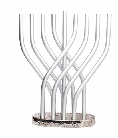 Emanuel Anodized Flame Menorah-Silver