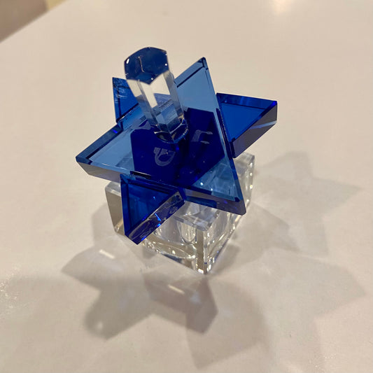 Star of David Blue Crystal Star Dreidel