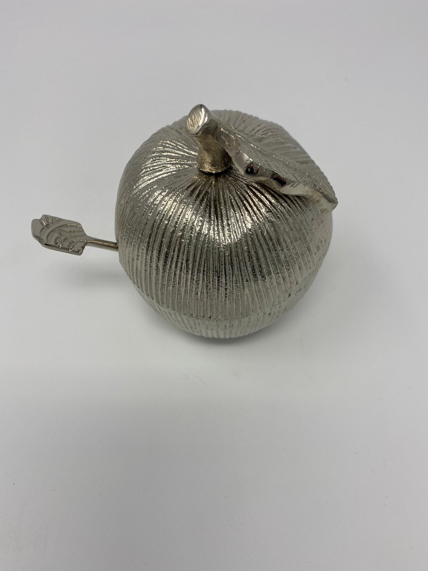 Silver Apple Shaped Dish with Removable Honey Jar and Spoon [Large]