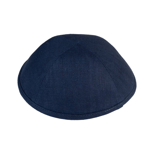 Navy Linen Kippah