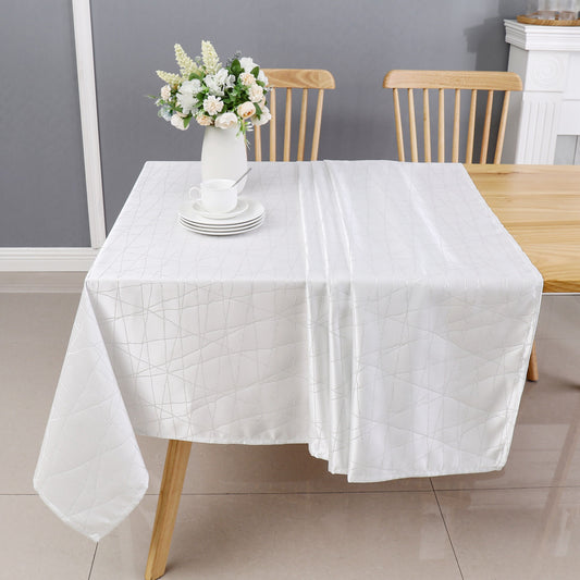 White/Silver Rays Jacquard Tablecloth #1333