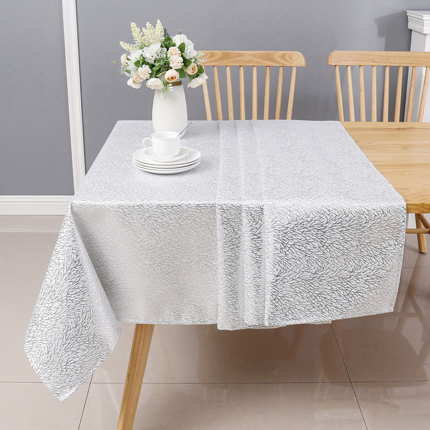 Silver Frost Jacquard Tablecloth #1341