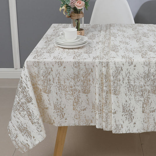White/Gold Mosaic Velvet Tablecloth #1402